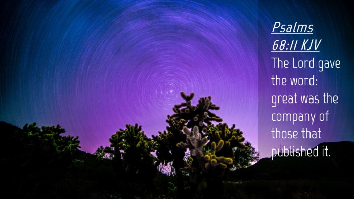 Picture 04 - Psalms 68:11 KJV Desktop Wallpaper - The Lord gave the word: great was the company of - Desktop Bible Verse Wallpaper