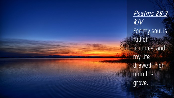 Picture 04 - Psalms 88:3 KJV Desktop Wallpaper - For my soul is full of troubles: and my life - Desktop Bible Verse Wallpaper
