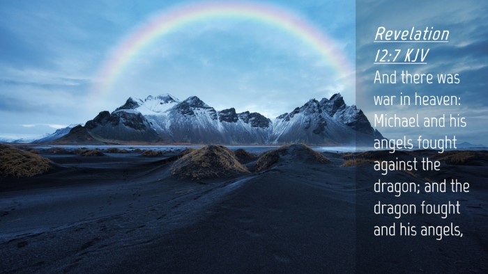 Picture 04 - Revelation 12:7 KJV Desktop Wallpaper - And there was war in heaven: Michael and his - Desktop Bible Verse Wallpaper