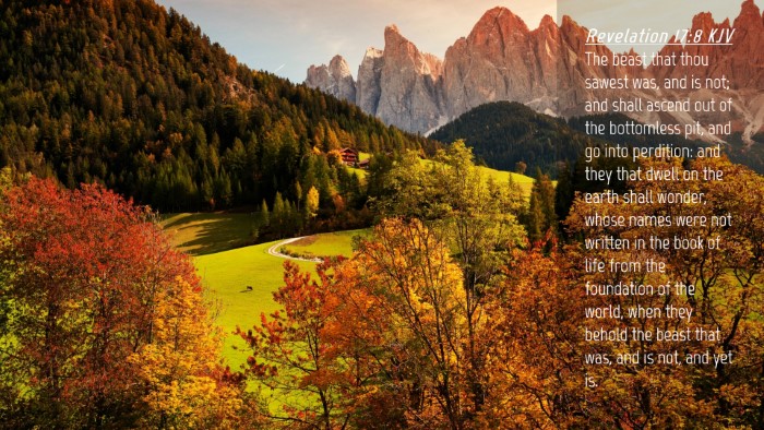 Picture 04 - Revelation 17:8 KJV Desktop Wallpaper - The beast that thou sawest was, and is not; and - Desktop Bible Verse Wallpaper