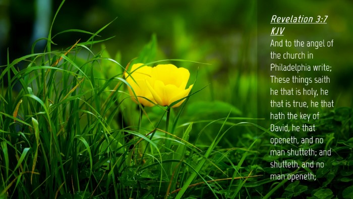 Picture 04 - Revelation 3:7 KJV Desktop Wallpaper - And to the angel of the church in Philadelphia - Desktop Bible Verse Wallpaper