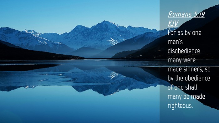 Picture 04 - Romans 5:19 KJV Desktop Wallpaper - For as by one man's disobedience many were made - Desktop Bible Verse Wallpaper