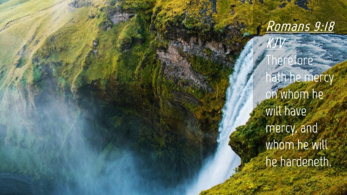 Picture 04 - Romans 9:18 KJV Desktop Wallpaper - Therefore hath he mercy on whom he will have - Desktop Bible Verse Wallpaper