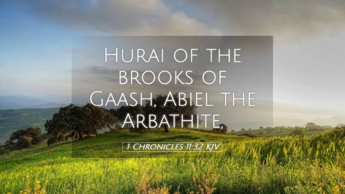 Picture 05 - 1 Chronicles 11:32 KJV Desktop Wallpaper - Hurai of the brooks of Gaash, Abiel the - Desktop Bible Verse Wallpaper