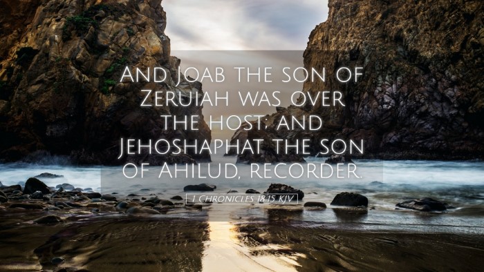 Picture 05 - 1 Chronicles 18:15 KJV Desktop Wallpaper - And Joab the son of Zeruiah was over the host; - Desktop Bible Verse Wallpaper