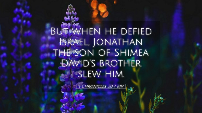Picture 05 - 1 Chronicles 20:7 KJV Desktop Wallpaper - But when he defied Israel, Jonathan the son of - Desktop Bible Verse Wallpaper