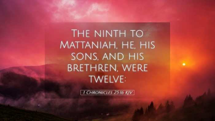 Picture 05 - 1 Chronicles 25:16 KJV Desktop Wallpaper - The ninth to Mattaniah, he, his sons, and his - Desktop Bible Verse Wallpaper