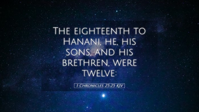 Picture 05 - 1 Chronicles 25:25 KJV Desktop Wallpaper - The eighteenth to Hanani, he, his sons, and his - Desktop Bible Verse Wallpaper