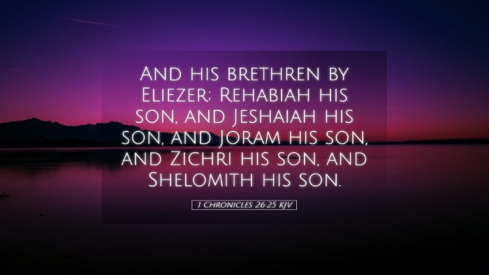 Picture 05 - 1 Chronicles 26:25 KJV Desktop Wallpaper - And his brethren by Eliezer; Rehabiah his son, - Desktop Bible Verse Wallpaper