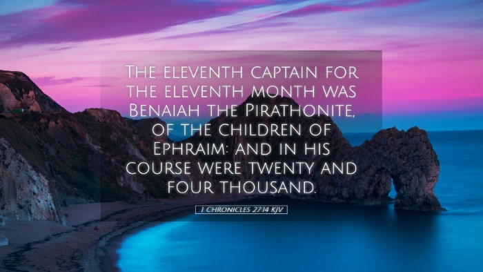 Picture 05 - 1 Chronicles 27:14 KJV Desktop Wallpaper - The eleventh captain for the eleventh month was - Desktop Bible Verse Wallpaper