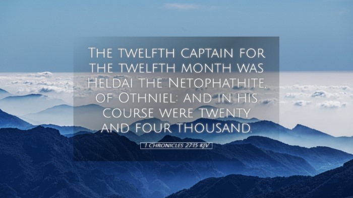 Picture 05 - 1 Chronicles 27:15 KJV Desktop Wallpaper - The twelfth captain for the twelfth month was - Desktop Bible Verse Wallpaper