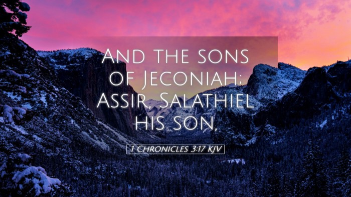Picture 05 - 1 Chronicles 3:17 KJV Desktop Wallpaper - And the sons of Jeconiah; Assir, Salathiel his - Desktop Bible Verse Wallpaper