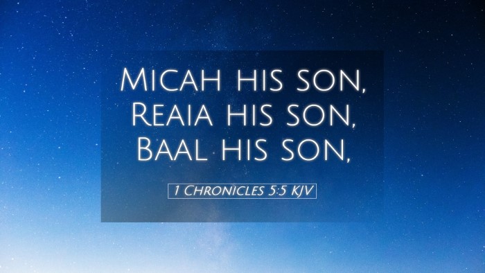 Picture 05 - 1 Chronicles 5:5 KJV Desktop Wallpaper - Micah his son, Reaia his son, Baal his - Desktop Bible Verse Wallpaper