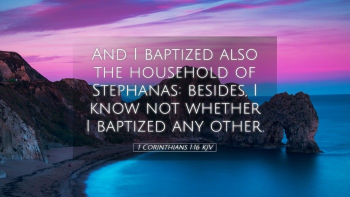 Picture 05 - 1 Corinthians 1:16 KJV Desktop Wallpaper - And I baptized also the household of Stephanas: - Desktop Bible Verse Wallpaper
