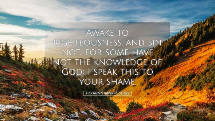 Picture 05 - 1 Corinthians 15:34 KJV Desktop Wallpaper - Awake to righteousness, and sin not; for some - Desktop Bible Verse Wallpaper