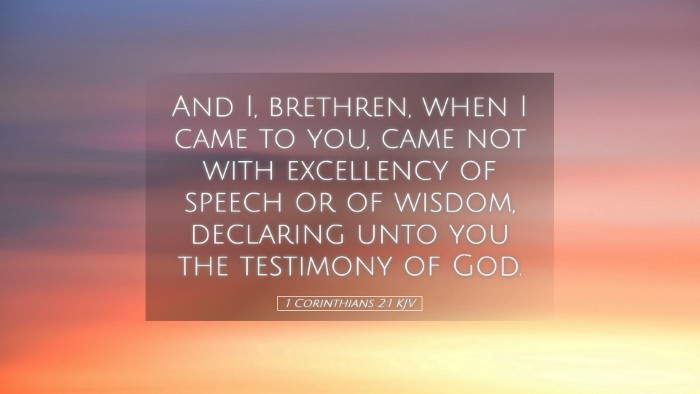 Picture 05 - 1 Corinthians 2:1 KJV Desktop Wallpaper - And I, brethren, when I came to you, came not - Desktop Bible Verse Wallpaper