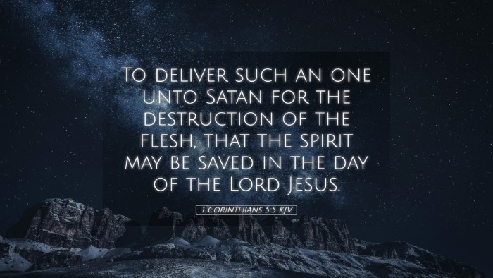 Picture 05 - 1 Corinthians 5:5 KJV Desktop Wallpaper - To deliver such an one unto Satan for the - Desktop Bible Verse Wallpaper