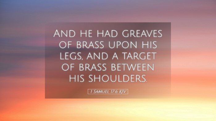 Picture 05 - 1 Samuel 17:6 KJV Desktop Wallpaper - And he had greaves of brass upon his legs, and a - Desktop Bible Verse Wallpaper