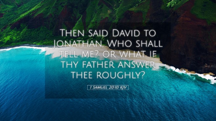 Picture 05 - 1 Samuel 20:10 KJV Desktop Wallpaper - Then said David to Jonathan, Who shall tell me? - Desktop Bible Verse Wallpaper