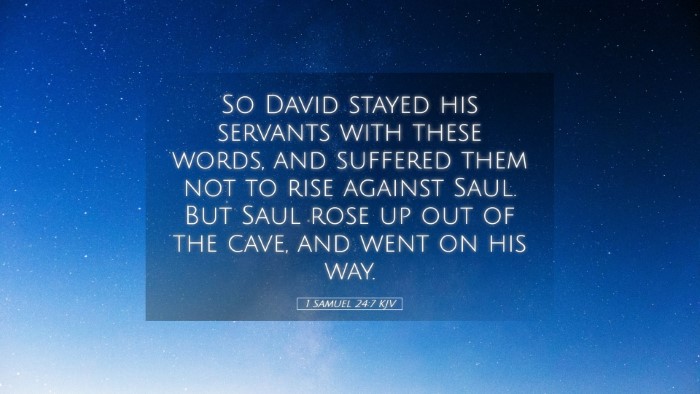 Picture 05 - 1 Samuel 24:7 KJV Desktop Wallpaper - So David stayed his servants with these words, - Desktop Bible Verse Wallpaper