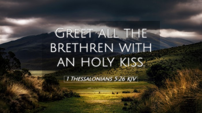 Picture 05 - 1 Thessalonians 5:26 KJV Desktop Wallpaper - Greet all the brethren with an holy - Desktop Bible Verse Wallpaper