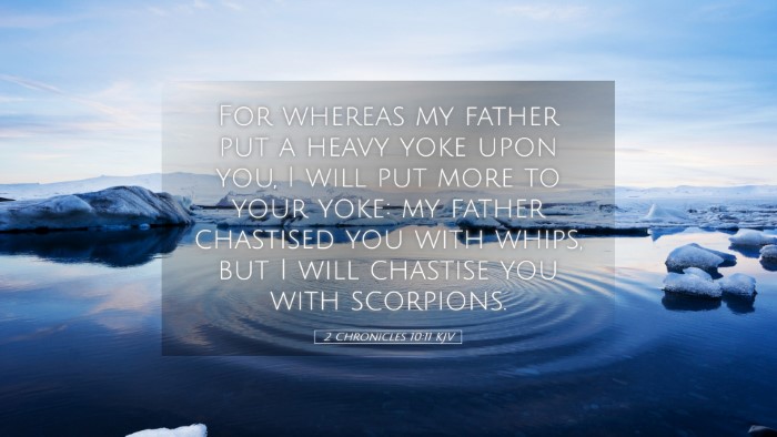 Picture 05 - 2 Chronicles 10:11 KJV Desktop Wallpaper - For whereas my father put a heavy yoke upon you, - Desktop Bible Verse Wallpaper