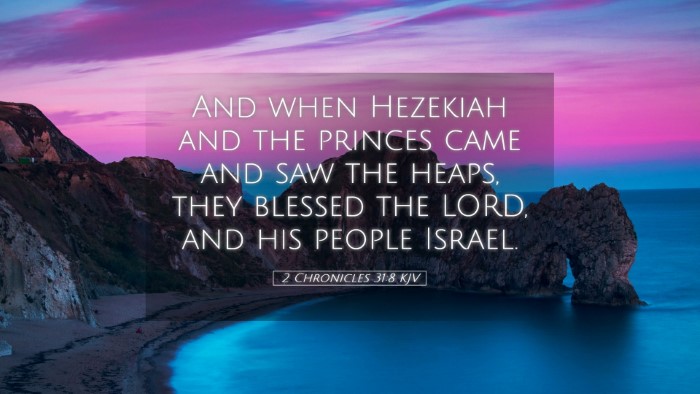 Picture 05 - 2 Chronicles 31:8 KJV Desktop Wallpaper - And when Hezekiah and the princes came and saw - Desktop Bible Verse Wallpaper