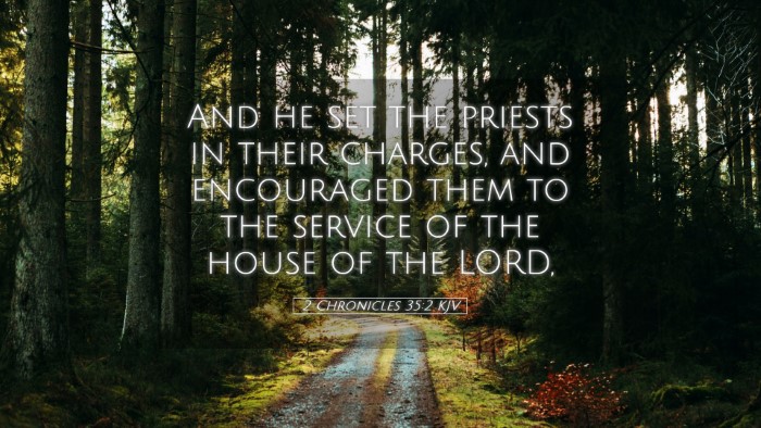 Picture 05 - 2 Chronicles 35:2 KJV Desktop Wallpaper - And he set the priests in their charges, and - Desktop Bible Verse Wallpaper