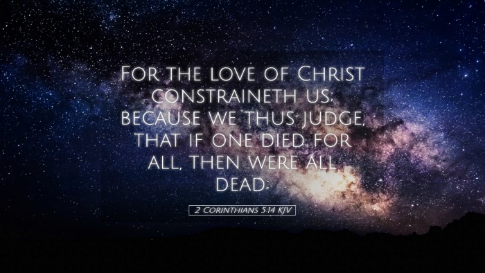 Picture 05 - 2 Corinthians 5:14 KJV Desktop Wallpaper - For the love of Christ constraineth us; because - Desktop Bible Verse Wallpaper