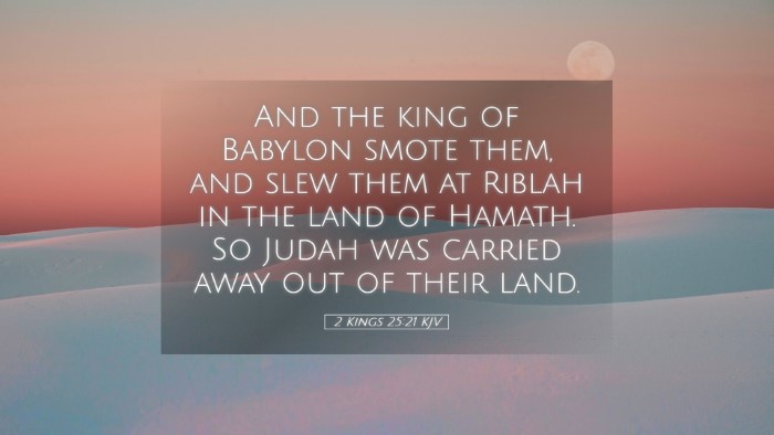 Picture 05 - 2 Kings 25:21 KJV Desktop Wallpaper - And the king of Babylon smote them, and slew them - Desktop Bible Verse Wallpaper