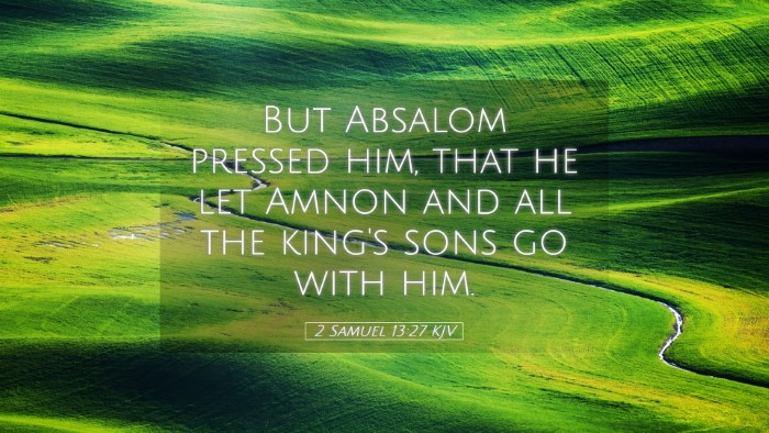 Picture 05 - 2 Samuel 13:27 KJV Desktop Wallpaper - But Absalom pressed him, that he let Amnon and - Desktop Bible Verse Wallpaper
