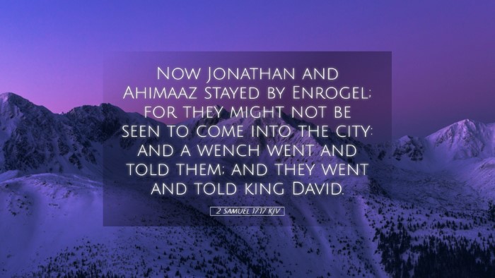 Picture 05 - 2 Samuel 17:17 KJV Desktop Wallpaper - Now Jonathan and Ahimaaz stayed by Enrogel; for - Desktop Bible Verse Wallpaper