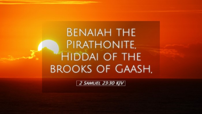 Picture 05 - 2 Samuel 23:30 KJV Desktop Wallpaper - Benaiah the Pirathonite, Hiddai of the brooks of - Desktop Bible Verse Wallpaper