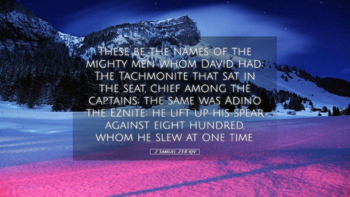 Picture 05 - 2 Samuel 23:8 KJV Desktop Wallpaper - These be the names of the mighty men whom David - Desktop Bible Verse Wallpaper