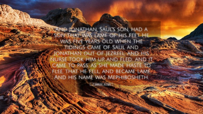 Picture 05 - 2 Samuel 4:4 KJV Desktop Wallpaper - And Jonathan, Saul's son, had a son that was lame - Desktop Bible Verse Wallpaper