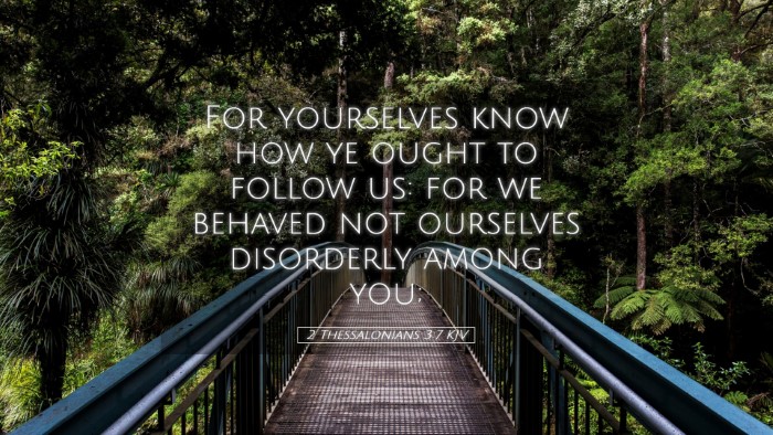 Picture 05 - 2 Thessalonians 3:7 KJV Desktop Wallpaper - For yourselves know how ye ought to follow us: - Desktop Bible Verse Wallpaper