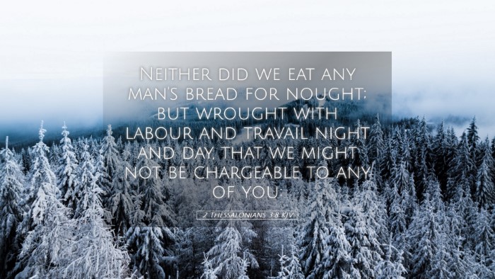 Picture 05 - 2 Thessalonians 3:8 KJV Desktop Wallpaper - Neither did we eat any man's bread for nought; - Desktop Bible Verse Wallpaper