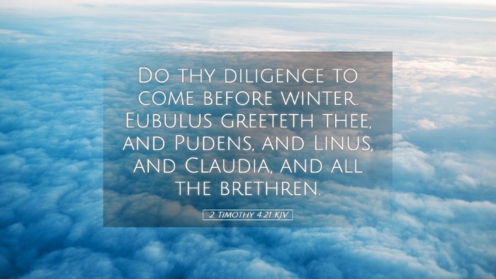 Picture 05 - 2 Timothy 4:21 KJV Desktop Wallpaper - Do thy diligence to come before winter. Eubulus - Desktop Bible Verse Wallpaper