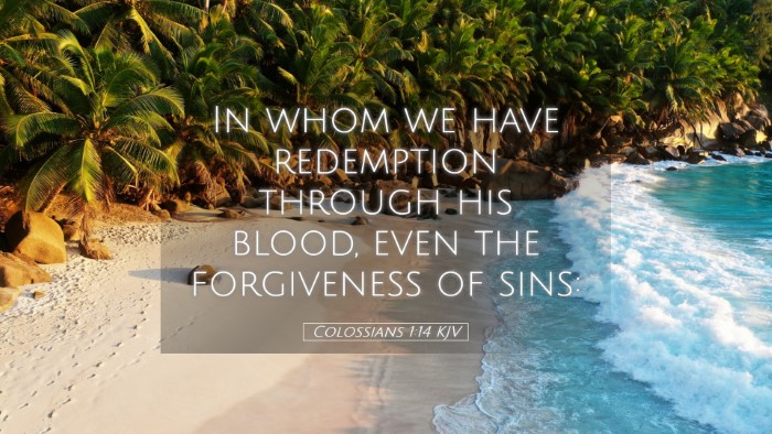 Picture 05 - Colossians 1:14 KJV Desktop Wallpaper - In whom we have redemption through his blood, - Desktop Bible Verse Wallpaper