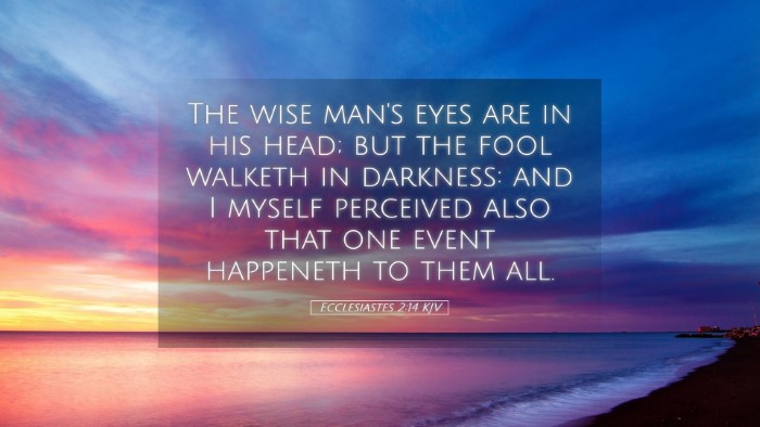 Picture 05 - Ecclesiastes 2:14 KJV Desktop Wallpaper - The wise man's eyes are in his head; but the fool - Desktop Bible Verse Wallpaper
