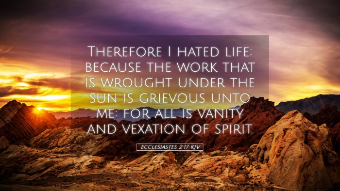 Picture 05 - Ecclesiastes 2:17 KJV Desktop Wallpaper - Therefore I hated life; because the work that is - Desktop Bible Verse Wallpaper