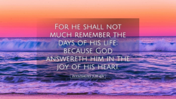 Picture 05 - Ecclesiastes 5:20 KJV Desktop Wallpaper - For he shall not much remember the days of his - Desktop Bible Verse Wallpaper