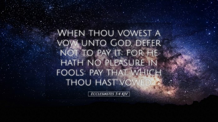 Picture 05 - Ecclesiastes 5:4 KJV Desktop Wallpaper - When thou vowest a vow unto God, defer not to pay - Desktop Bible Verse Wallpaper