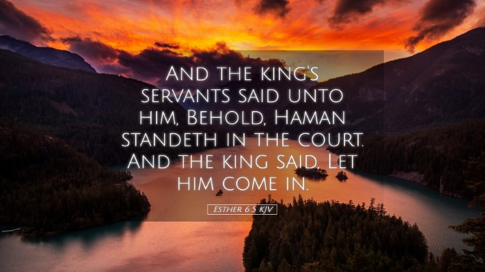 Picture 05 - Esther 6:5 KJV Desktop Wallpaper - And the king's servants said unto him, Behold, - Desktop Bible Verse Wallpaper