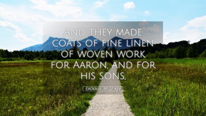 Picture 05 - Exodus 39:27 KJV Desktop Wallpaper - And they made coats of fine linen of woven work - Desktop Bible Verse Wallpaper