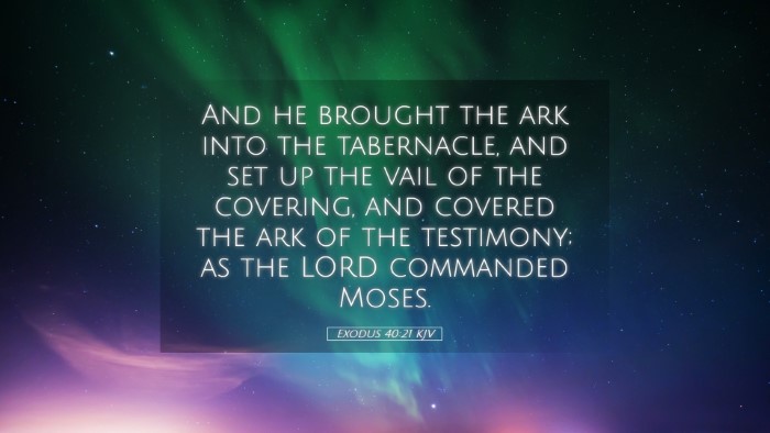 Picture 05 - Exodus 40:21 KJV Desktop Wallpaper - And he brought the ark into the tabernacle, and - Desktop Bible Verse Wallpaper