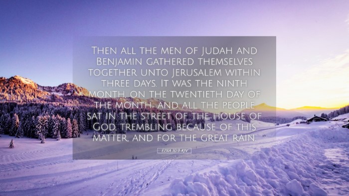 Picture 05 - Ezra 10:9 KJV Desktop Wallpaper - Then all the men of Judah and Benjamin gathered - Desktop Bible Verse Wallpaper
