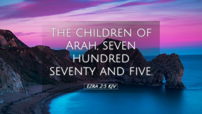 Picture 05 - Ezra 2:5 KJV Desktop Wallpaper - The children of Arah, seven hundred seventy and - Desktop Bible Verse Wallpaper