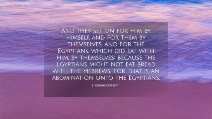 Picture 05 - Genesis 43:32 KJV Desktop Wallpaper - And they set on for him by himself, and for them - Desktop Bible Verse Wallpaper