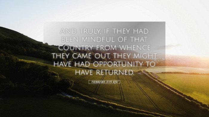 Picture 05 - Hebrews 11:15 KJV Desktop Wallpaper - And truly, if they had been mindful of that - Desktop Bible Verse Wallpaper